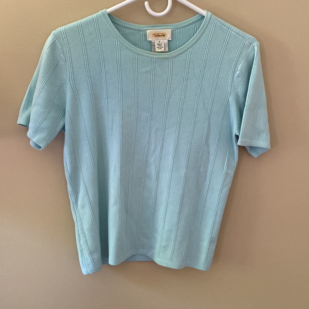Talbots 100% Cotton Short Sleeve Ribbed Knit Top S